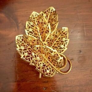 Vintage Leaf Brooch By Designer Judy Lee